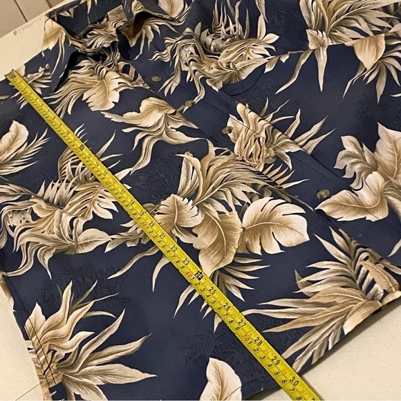 Vintage Hawaiian Shirt Mens Medium M Blue Floral All Over Print 90s Aloha Beach - Picture 12 of 12
